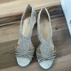 Alex Marie size 10 wedge silver rhinestone dress shoe
